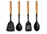 Cookinglife Kochgeschirr Set - Kochgeschirr Set - Holz schwarz 4-teilig - Schaumkelle, Suppenlöffel, Pfannenwender & Servierlöffel