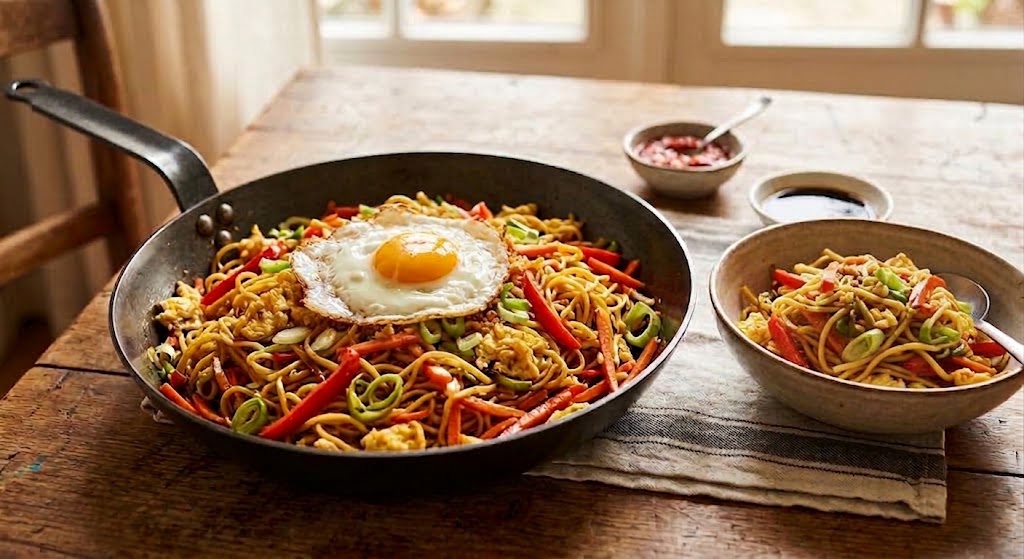 Ein klassisches Bami goreng, das du zu Hause ganz einfach auf den Tisch zauberst.