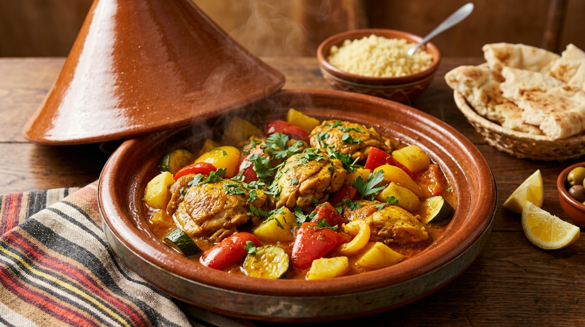 Aromatischer Eintopf mit zarten Gemüse und würzigem Hähnchen