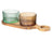 Cosy & Trendy Borrelplank met Glazen Schaaltjes Soluna 3-delig - Acaciahout - 27.5 x 10 cm