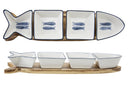 Cosy & Trendy Servierbrett mit Schälchen Branzino 5-teilig - Weiß & Blau - 37 x 9,5 cm