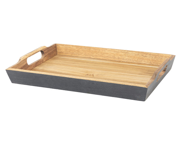 Cosy & Trendy Serviertablett Grau Akazie mit Griffen - 35,5 x 25 cm