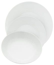 Studio Tavola Geschirrset Weiß - 18-teilig / 6 Personen - 6 Speiseteller, 6 Suppenteller und 6 Frühstücksteller