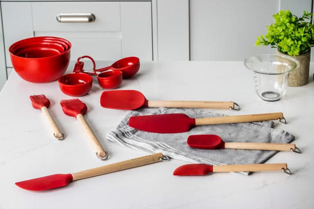 KitchenAid Rührlöffel Core Kaiserrot Birkenholz 31 cm - Kochlöffel für Antihaft