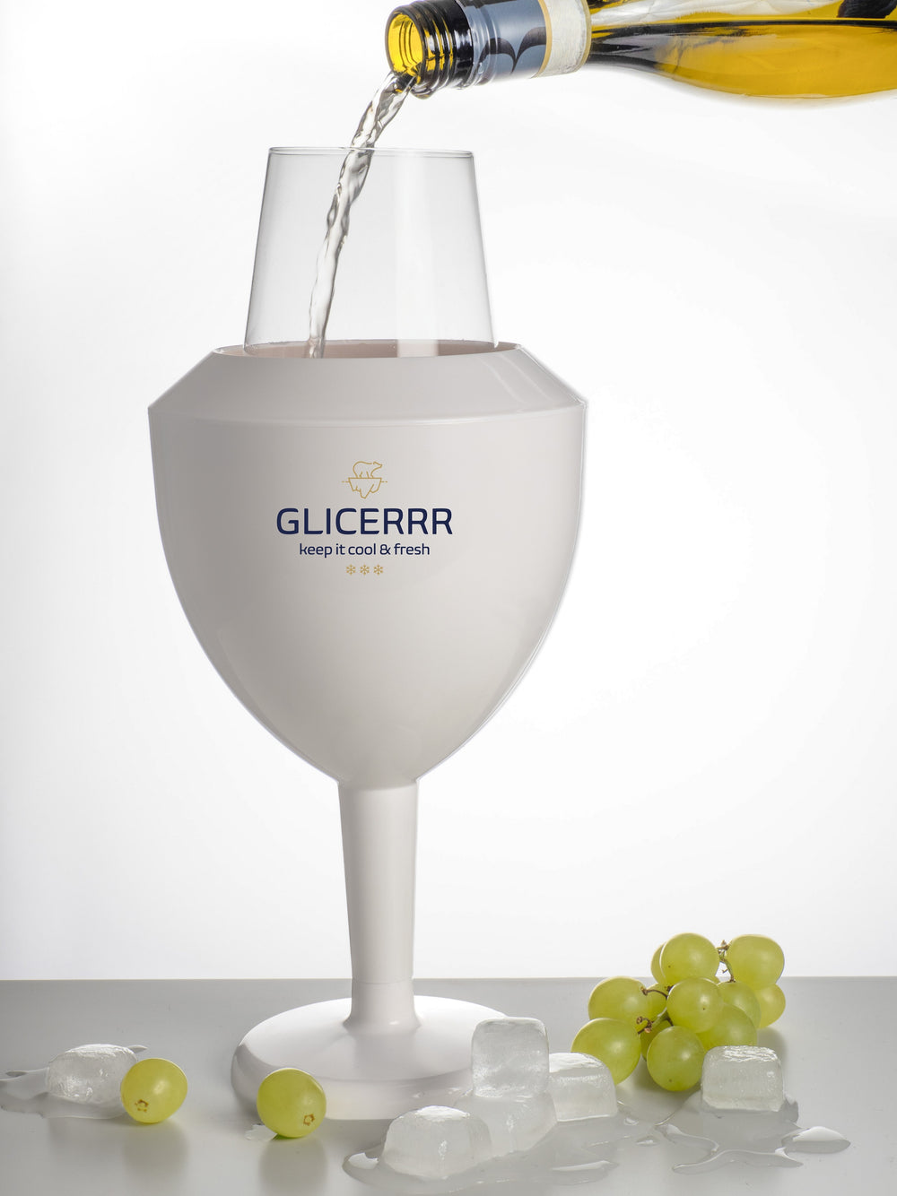 GLICERRR Weinglaskühler- und Halterset + Glas