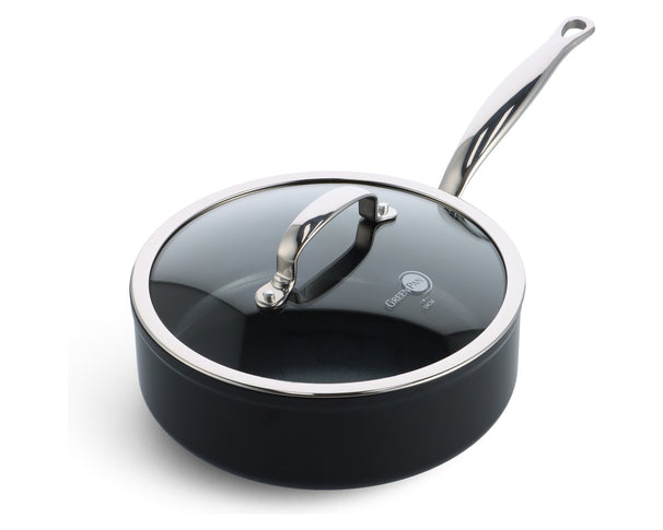 GreenPan Schmorpfanne mit Deckel Barcelona Pro Schwarz ø 24 cm / 3,4 Liter - keramische Antihaftbeschichtung