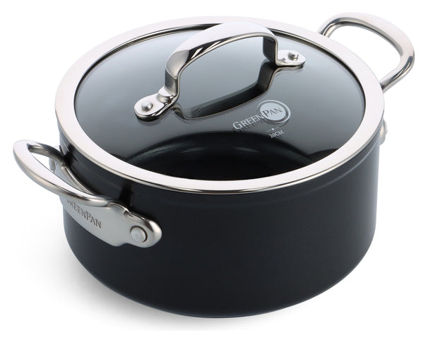 GreenPan Kochtopf Barcelona Pro Schwarz ø 20 cm / 3,1 Liter - keramische Antihaftbeschichtung