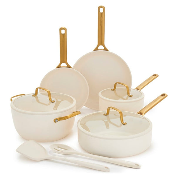 GreenPan Topfset Padova Reserve Pro 2.0 Cream 5-teilig - Kochtopf ø 24 cm, Stielkasserolle ø 18 cm, Bratpfanne ø 20, 28 cm & Schmorpfanne ø 24 cm - keramische Antihaftbeschichtung