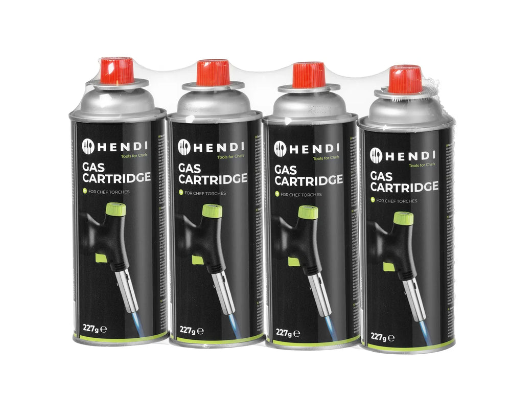 Hendi Creme Brulee Brenner / Kochbrenner - mit Gaszylinder - Jet + Butan Gas Nachfüllung - 4 Stück
