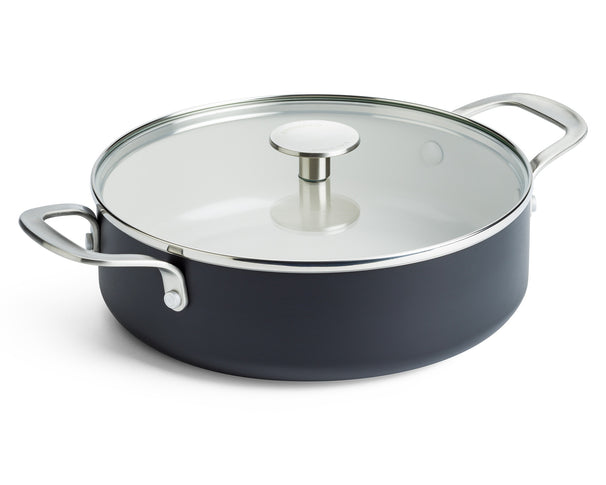 KitchenAid Schmorpfanne mit Deckel Aluminium Matt Schwarz ø 24 cm / 3,1 Liter - keramische Antihaftbeschichtung