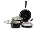 KitchenAid Topfset Aluminium Matt Schwarz 4-teilig - Bratpfannen ø 24 & 28 cm, Kochtöpfe ø 20 & 24 cm - keramische Antihaftbeschichtung