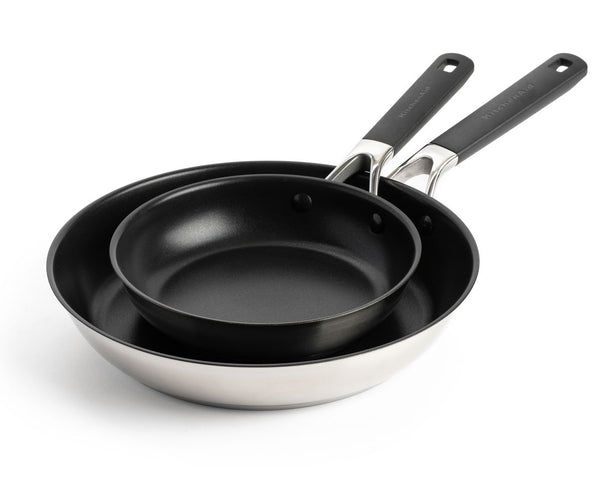 KitchenAid Bratpfannenset Classic Edelstahl 2-teilig - ø 20 & 28 cm - keramische Antihaftbeschichtung