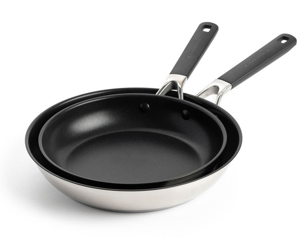 KitchenAid Bratpfannenset Classic Edelstahl 2-teilig - ø 24 & 28 cm - keramische Antihaftbeschichtung