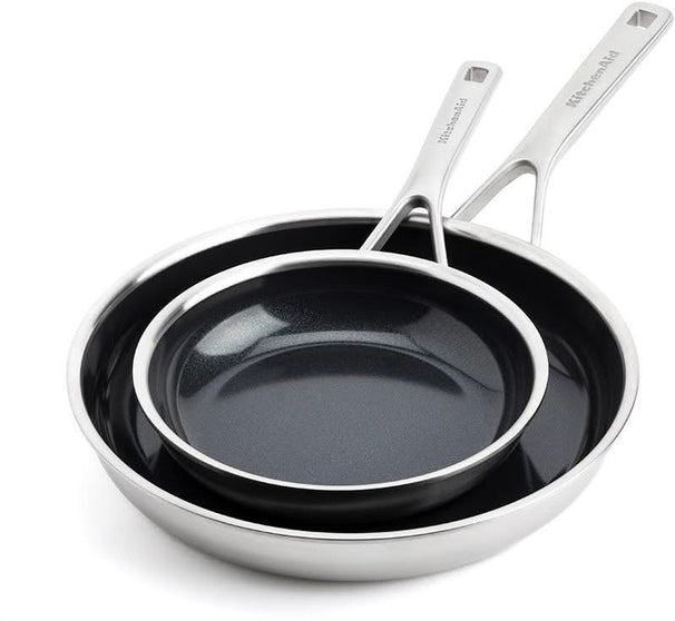 KitchenAid Bratpfannenset Multi-Ply Edelstahl 2-teilig - ø 20 & 28 cm - keramische Antihaftbeschichtung