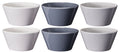 Cookinglife Suppenschüsseln / Schüsseln – Siaki Weiß / Blau / Grau ø 14 cm – Porzellan – 6 Stück