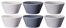 Cookinglife Suppenschüsseln / Schüsseln – Siaki Weiß / Blau / Grau ø 14 cm – Porzellan – 6 Stück