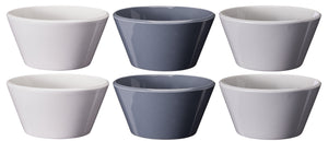 Cookinglife Suppenschüsseln / Schüsseln – Siaki Weiß / Blau / Grau ø 14 cm – Porzellan – 6 Stück