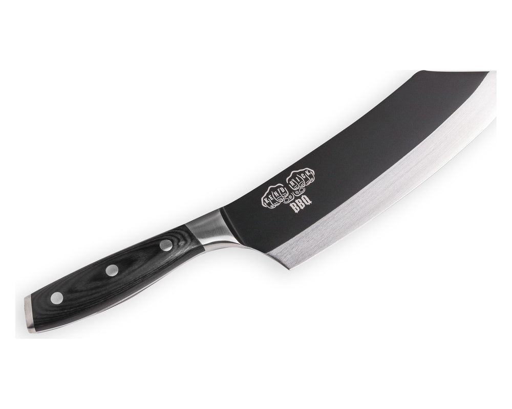 Messermeister BBQ Mes Avanta 20 cm - Zwart Titanium Lemmet - schuin aanzicht