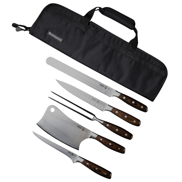 Messermeister BBQ-Messerset Avanta Pakkaholz 6-teilig - mit Messertasche