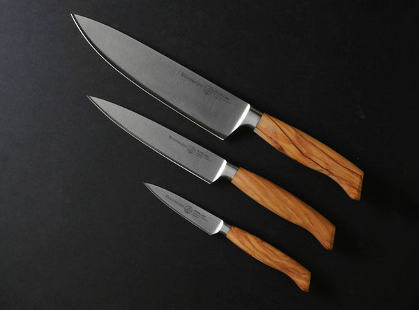 Messermeister Messerset Oliva Luxe Olivenholz 3-teilig - Kochmesser, Universalmesser & Officemesser