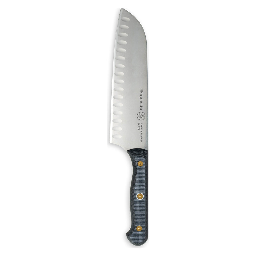 Messermeister Santokumes met Kuiltjes Custom 18 cm - bovenaanzicht