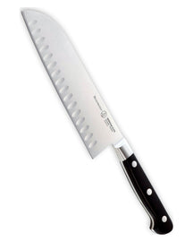 Messermeister Santokumes met Kuiltjes Meridian Elite 18 cm - schuin aanzicht