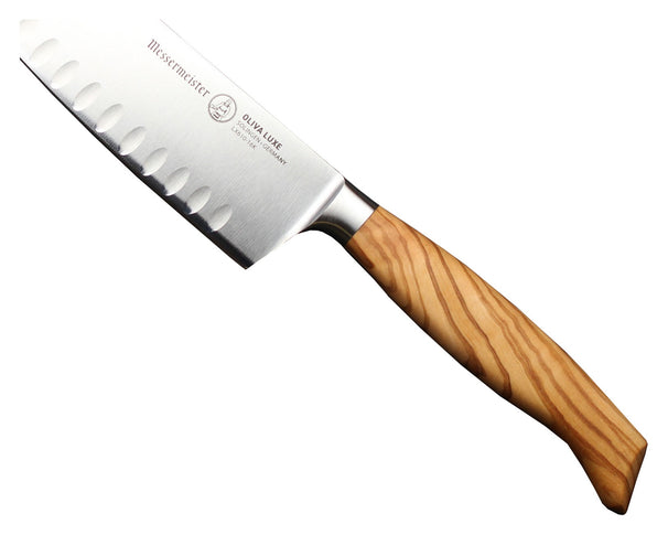 Messermeister Santokumesser mit Kullenschliff Oliva Luxe Olivenholz 16,5 cm