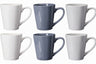 Cookinglife Siaki Becher – Weiß/Blau/Grau, 350 ml – Porzellan – 6er-Set