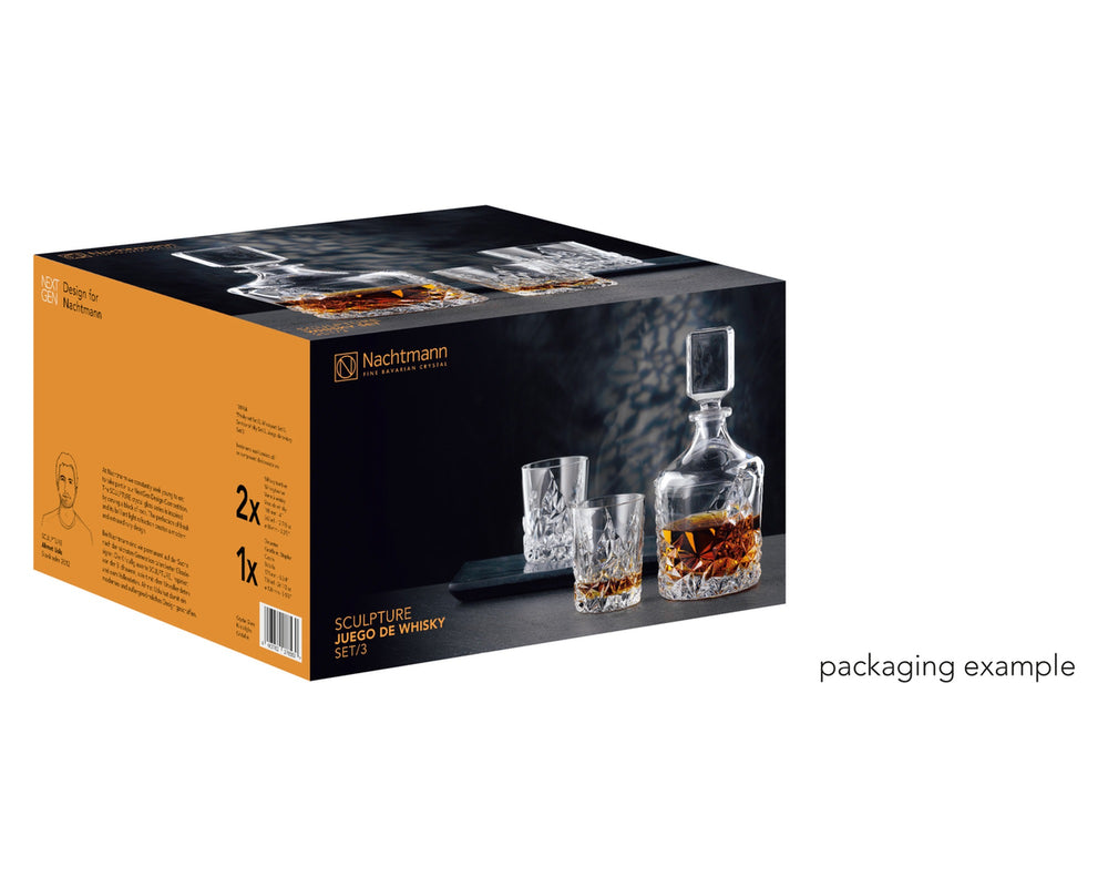 Nachtmann Whiskey Set Sculpture 3-delig - Karaf 750 ml & 2 Whiskeyglazen 365 ml - verpakking