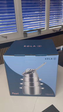 Sola Topfset Pearl 4-teilig – Edelstahl – downdraft-geeignet – Kochtöpfe Ø 16, 18, 20 cm & Stieltopf Ø 16 cm – geeignet für alle Herdarten