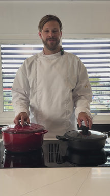 Sola Topfset Pearl 4-teilig – Edelstahl – downdraft-geeignet + Sola Schmorpfanne Fair Ø 28 cm – geeignet für alle Herdarten