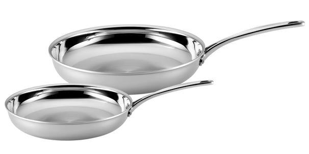 SCANPAN Bratpfannenset Fusion 5 Edelstahl 2-teilig - ø 24 & 28 cm - geeignet für alle Wärmequellen - ohne Antihaftbeschichtung
