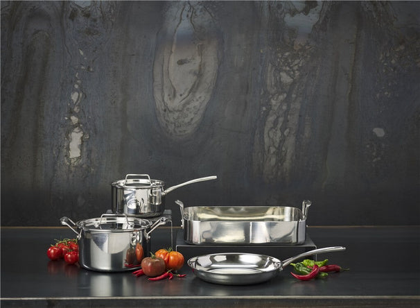 SCANPAN Bratpfannenset Fusion 5 Edelstahl 2-teilig - ø 24 & 28 cm - geeignet für alle Wärmequellen - ohne Antihaftbeschichtung