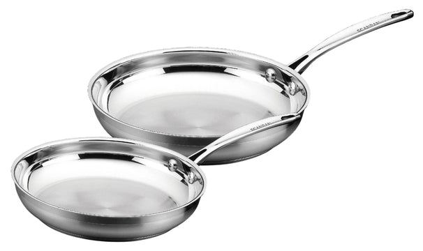 SCANPAN Bratpfannenset Impact Edelstahl 2-teilig - ø 20 & 28 cm - geeignet für alle Wärmequellen - ohne Antihaftbeschichtung