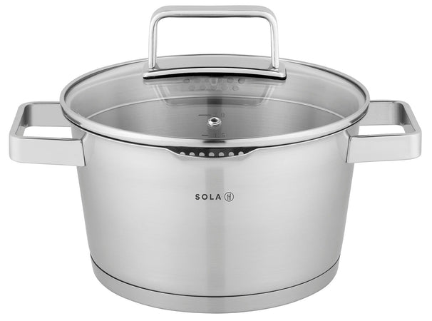 Sola Kochtopf / Suppentopf Diamond Edelstahl Downdraft und Induktionsgeeignet ø 24 cm / 5,5 Liter - geeignet für alle Wärmequellen