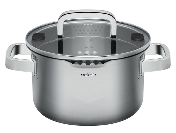Sola Kochtopf / Suppentopf Juvia Edelstahl Downdraft und Induktionsgeeignet ø 24 cm / 5,5 Liter - geeignet für alle Wärmequellen