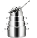 Sola Topfset Pearl 4-teilig – Edelstahl – downdraft-geeignet – Kochtöpfe Ø 16, 18, 20 cm & Stieltopf Ø 16 cm – geeignet für alle Herdarten