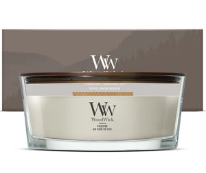 WoodWick Geschenkset Duftkerze Ellipse Fireside - Duftkerze im Glas - Holzdocht