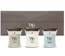 WoodWick Geschenkset Duftkerzen Mini Woodland Trio - 3 Stück - Duftkerze im Glas - Holzdocht