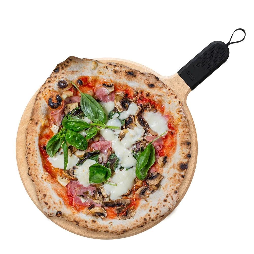 ZiiPa Servierbrett / Pizzabrett Sora Buchenholz Anthrazit - ø 31 cm